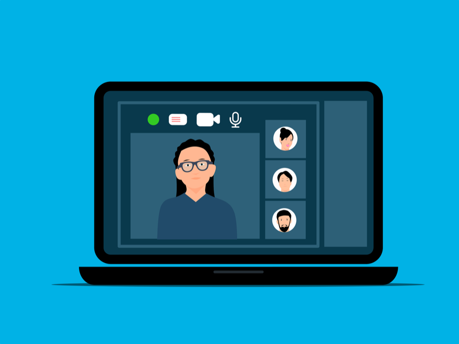 Team collaborating over a video call on IT strategy